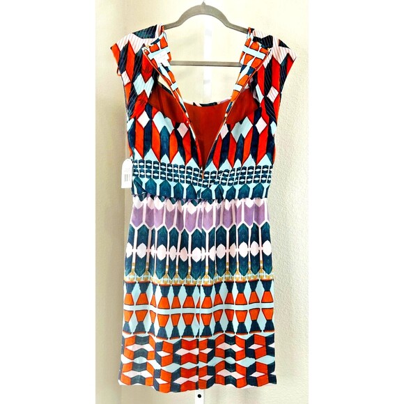 NWT Jessica Simpson Midi Dress Sleeveless Pockets Cut Outs Purple Orange Blue 6 - Picture 11 of 12